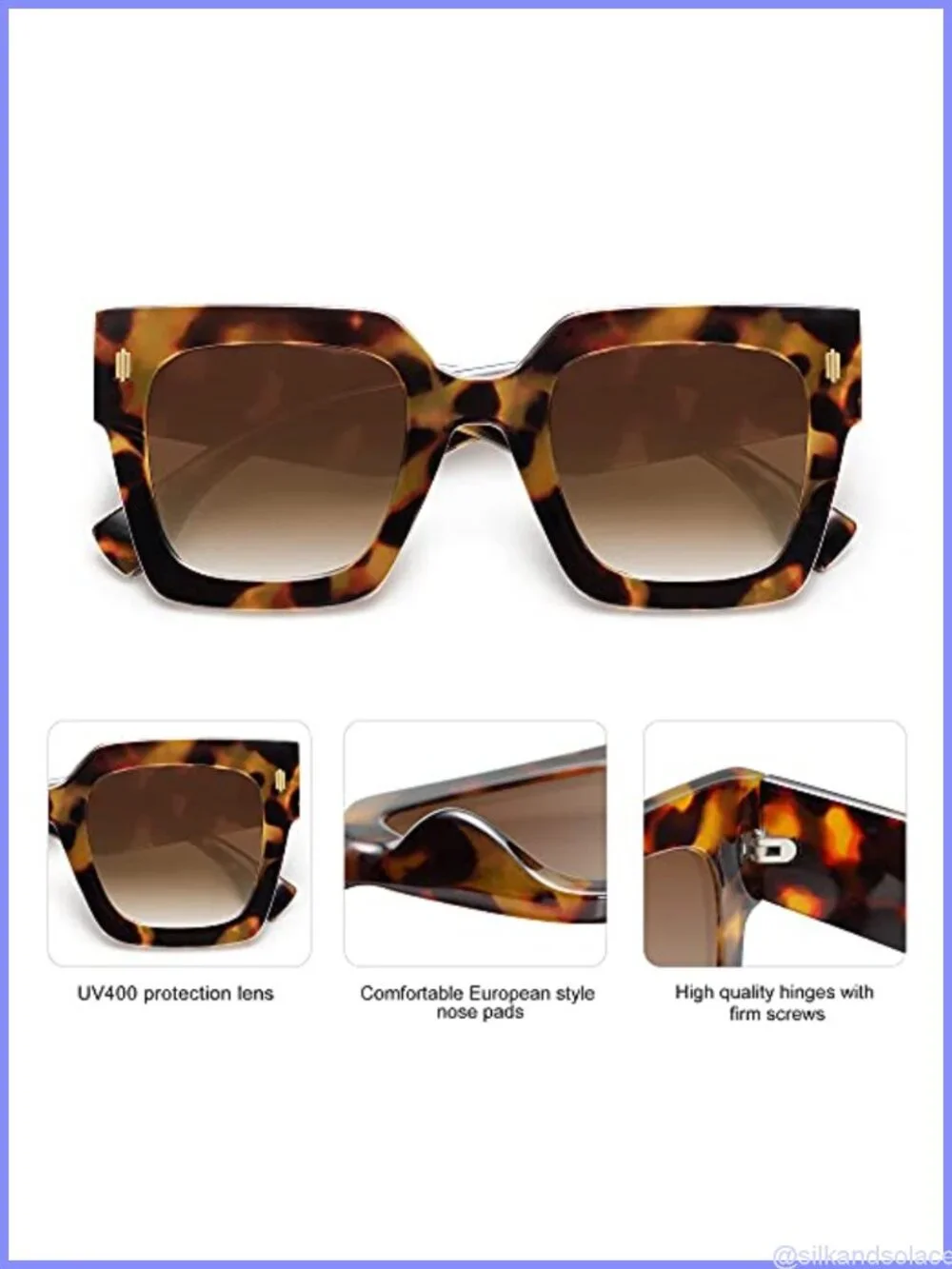 Oversized Square UV400 Sunglasses Full Frame Fashion Shades